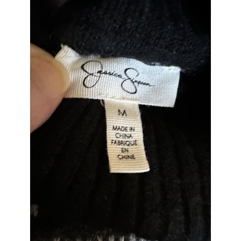Jessica Simpson Sweater Sz M Black Gray Turtleneck Ribbed Long Sleeves NEW - Picture 8 of 12